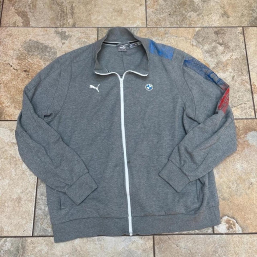 Puma BMW M Motorsport Full Zip Track Jacket Gray Men's Size XXL